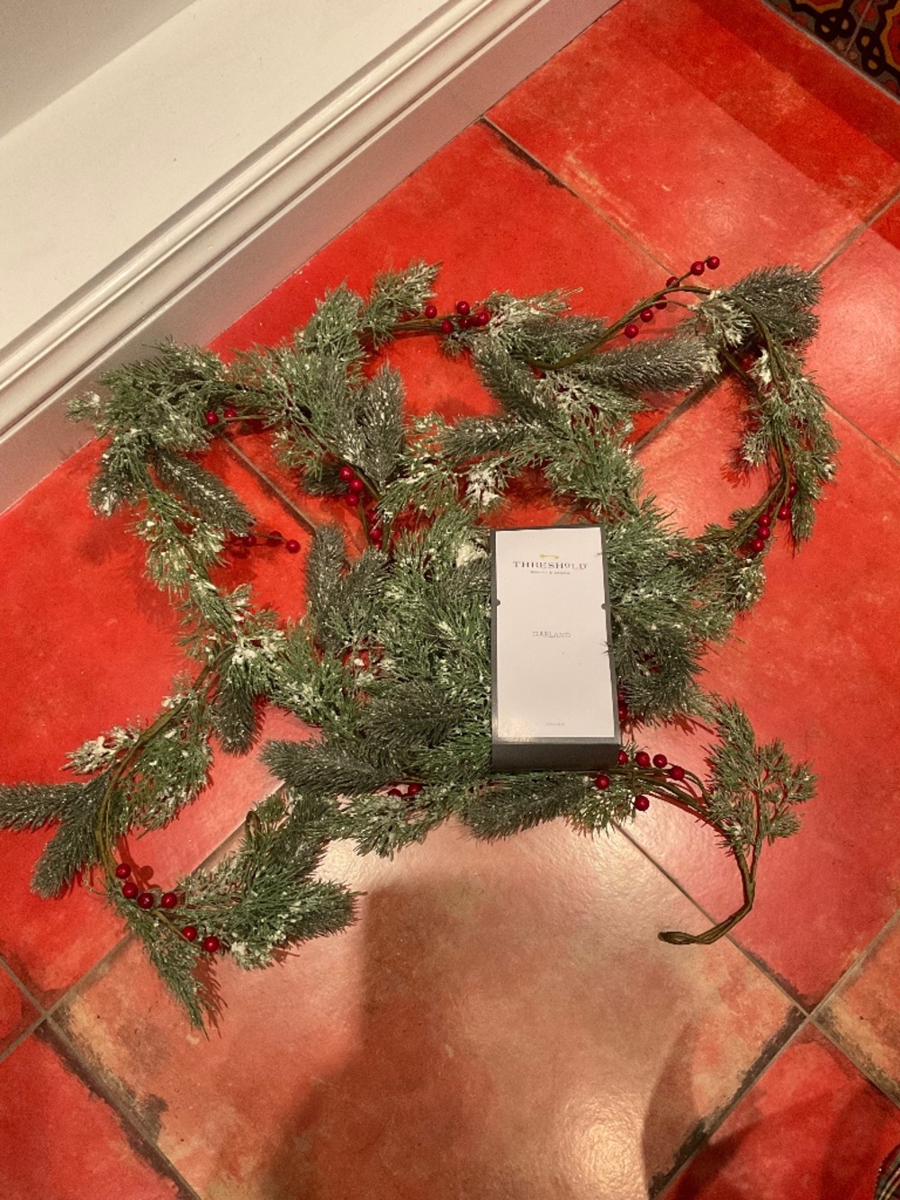 Set of 3, 5’ faux pine and berry Threshold garlands